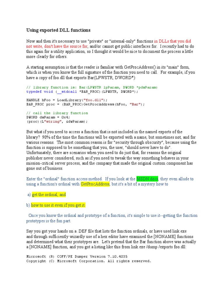 View Dll Functions