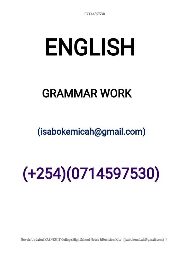 O Level English Grammar Guide | PDF