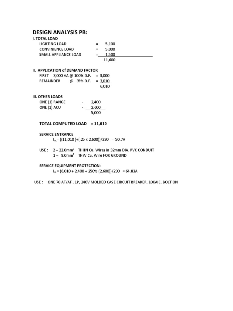 Design Analysis PB:: I. Total Load | PDF