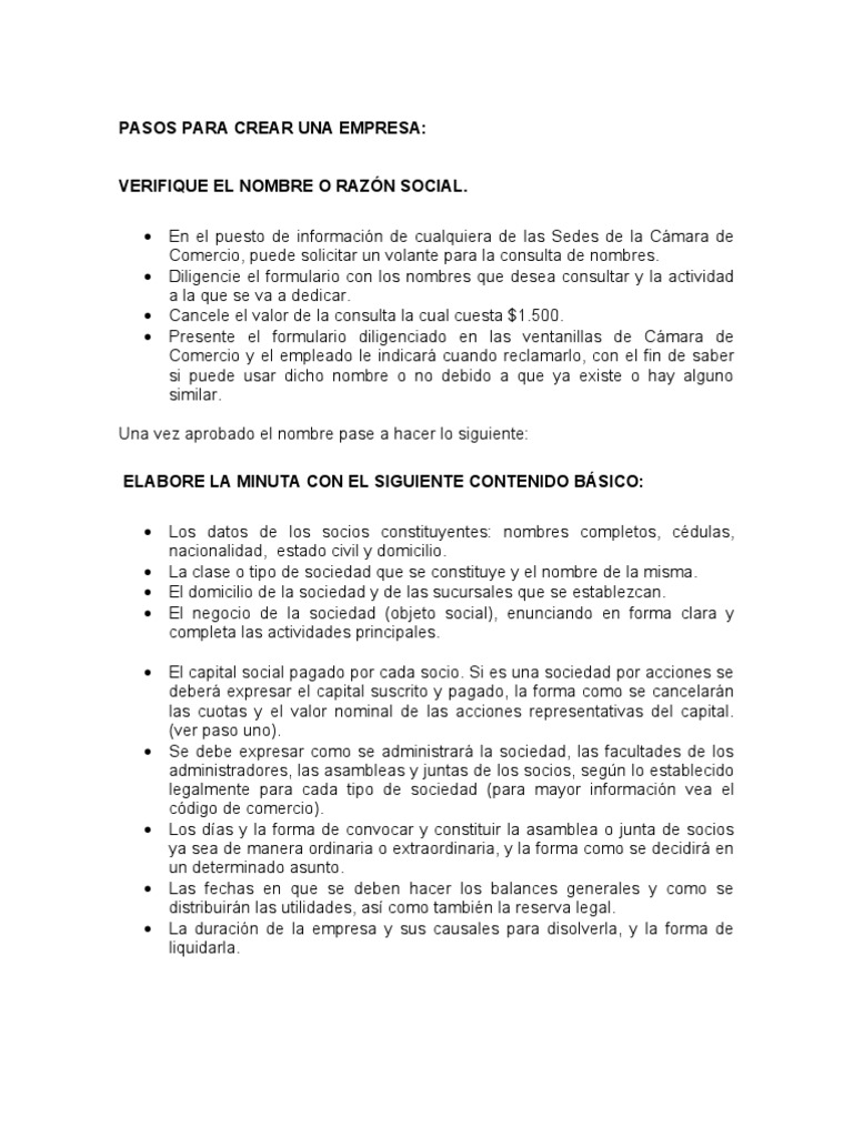 Pasos para Crear Una Empresa | PDF | Sociedad de responsabilidad ...