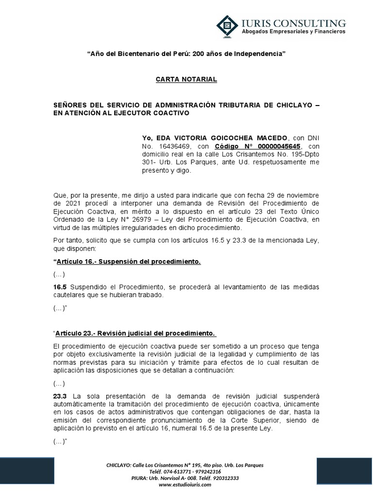 Carta Notarial Pdf Justicia Crimen Y Violencia