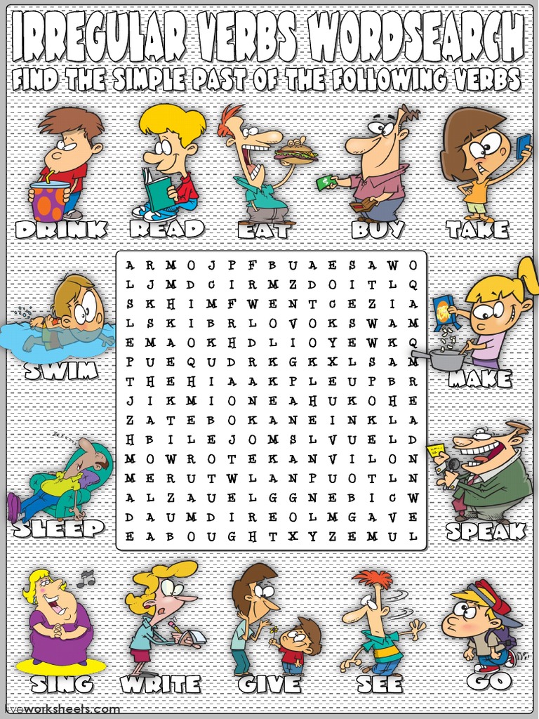 Irregular Verbs Wordsearch Pdf