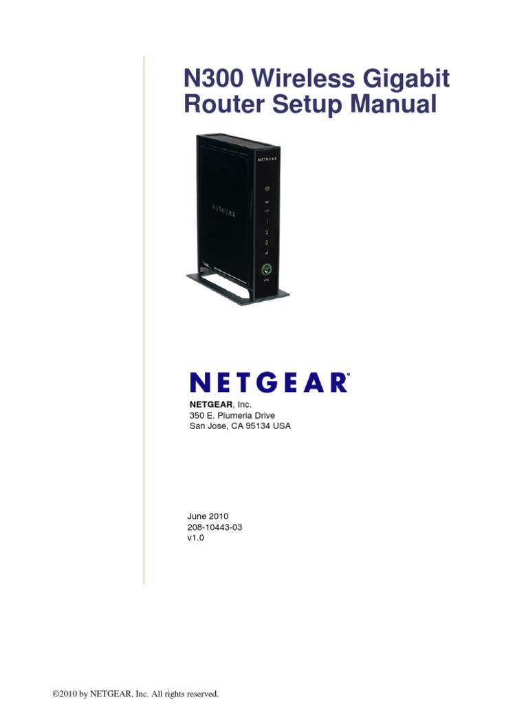 Netgear N300 Wireless Gigabit Router Setup Manual V1.0 | Wi Fi | Router