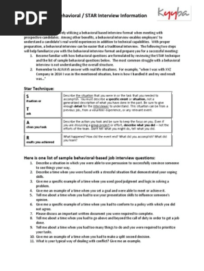 Behavioral - STAR Interview Information