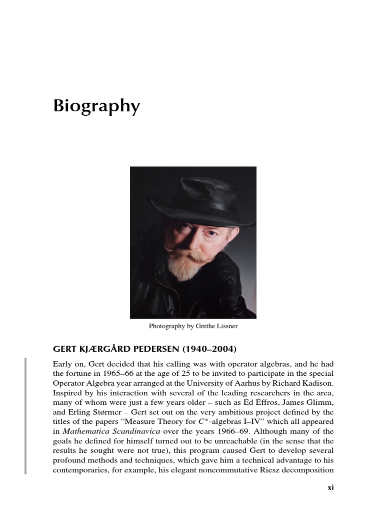 Gert Kjærgaard Pedersen: A Mathematical Legacy | PDF | Mathematics ...