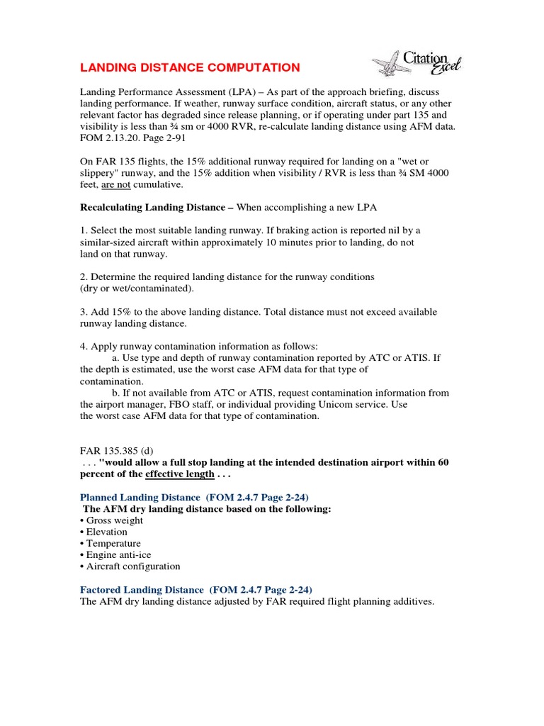 Pilot Landing Distance Guide | PDF | Runway | Takeoff