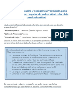 Redactamos El Desafío y Recogemos Información para Promover El Turismo Respetando La Diversidad Cultural de Nuestra Localidad