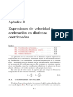 Expresiones de velocidad y aceleración en distintas coordenadas