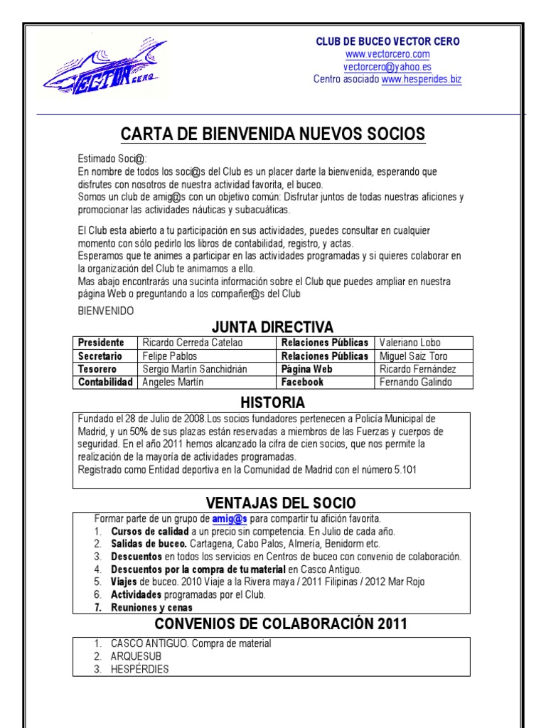 CARTA BIENVENIDA 2011
