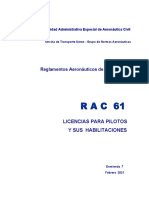 RAC 61 - Licencias Para Pilotos y Sus Habilitaciones