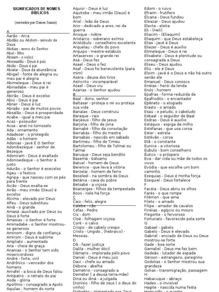 650 Nomes Bíblicos e Seus Significados - Dicas Gospel