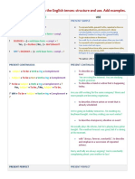 Complete The Chart With The English Tenses: Structure and Use. Add Examples