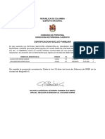 Certificacion Nucleo Familiar: Republica de Colombia Ejercito Nacional