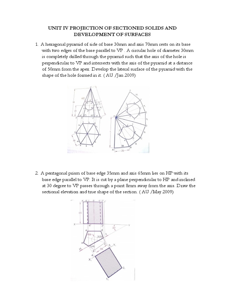 Development of Solids in Engineering Drawing | PDF | Perpendicular ...