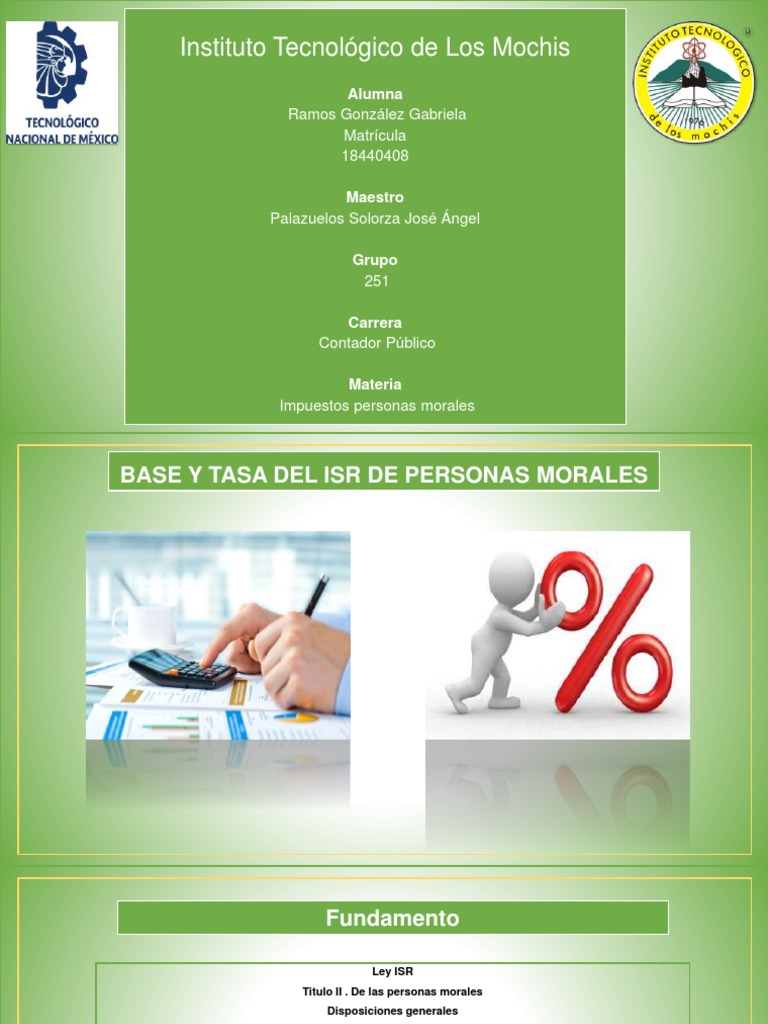 Cálculo del ISR para Personas Morales | PDF | Impuesto sobre la renta ...