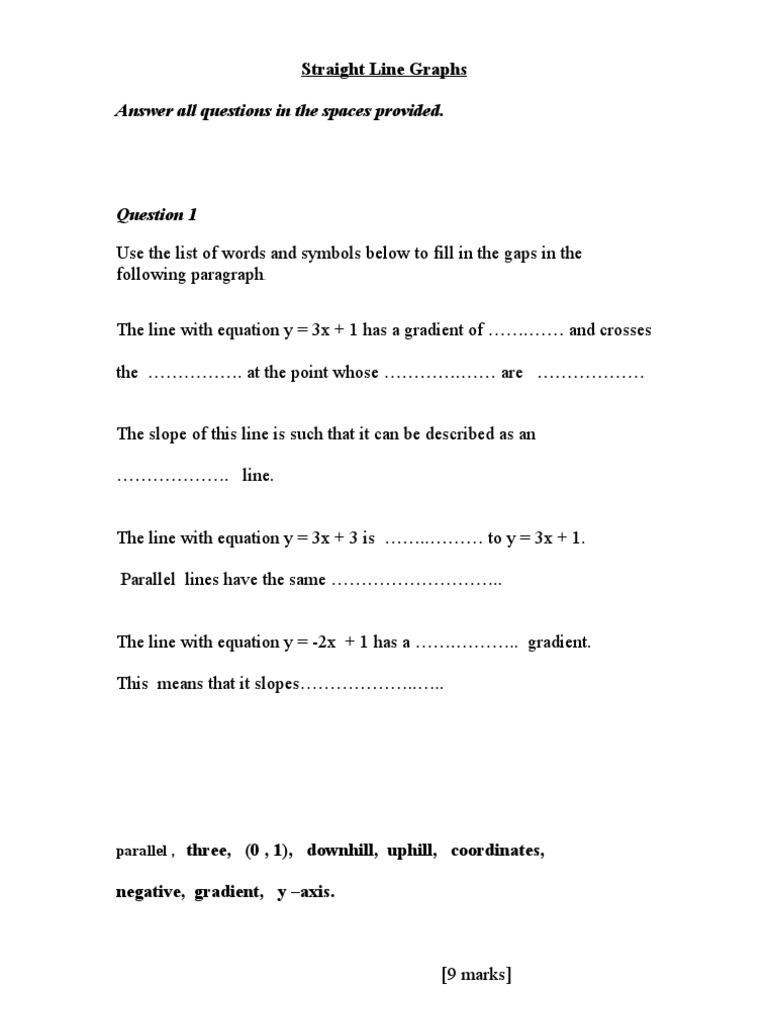 Understanding Straight Line Graphs | PDF | Line (Geometry) | Gradient