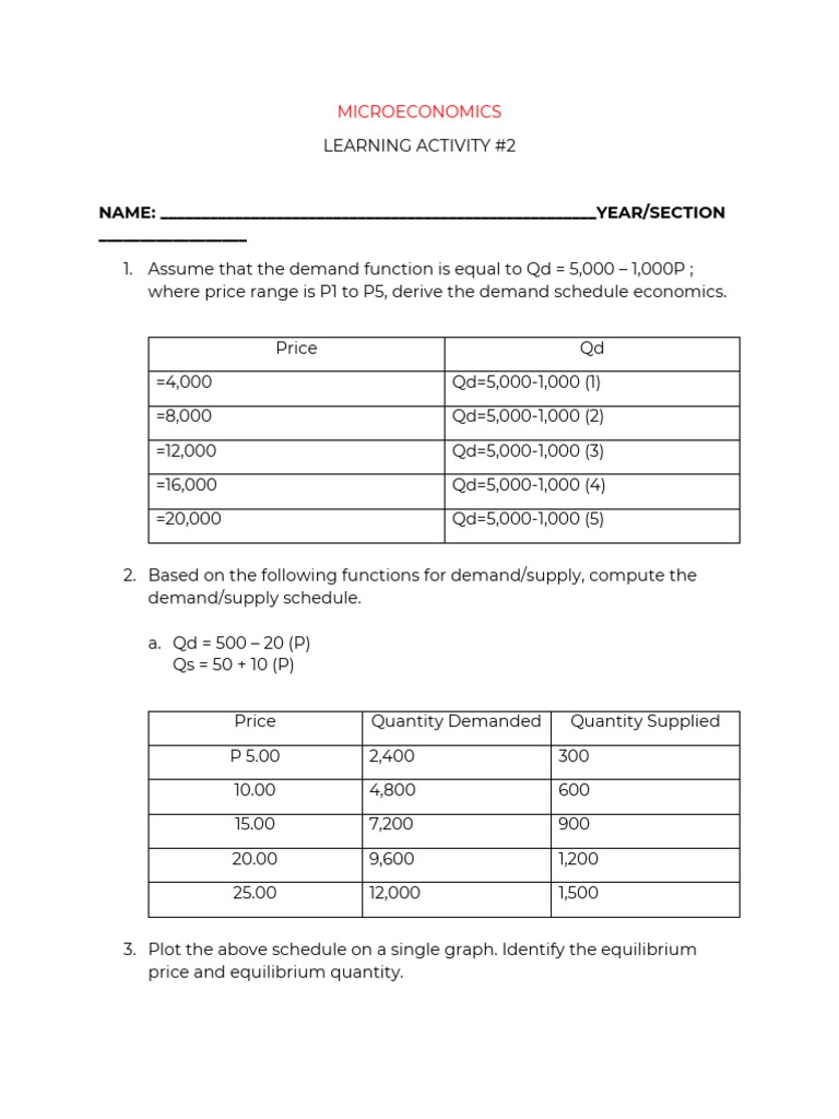 Demand and Supply Analysis in Microeconomics | PDF | Supply (Economics ...