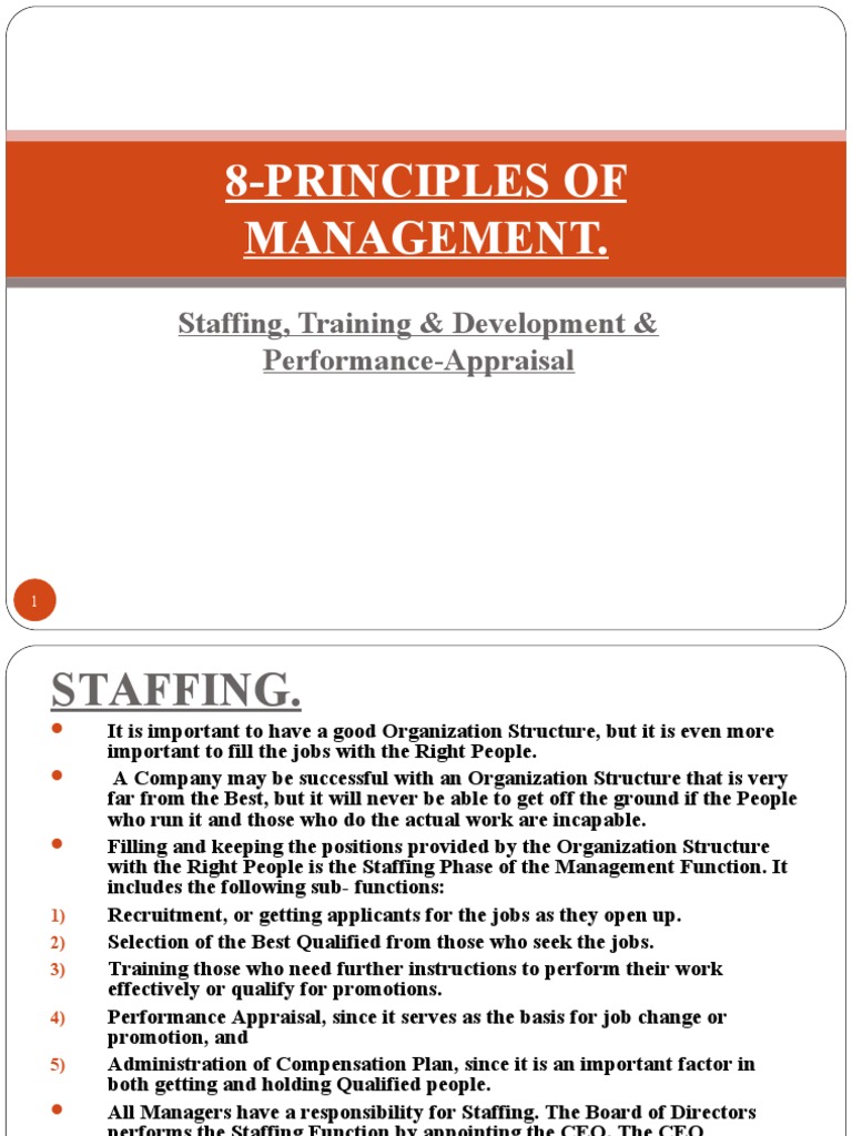 8-Principles of Management.: Staffing, Training & Development ...