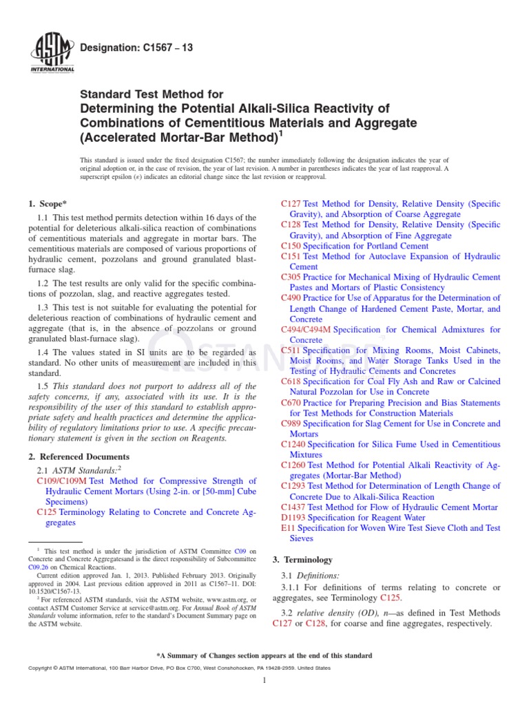 Determining The Potential AlkaliSilica Reactivity of Combinations of