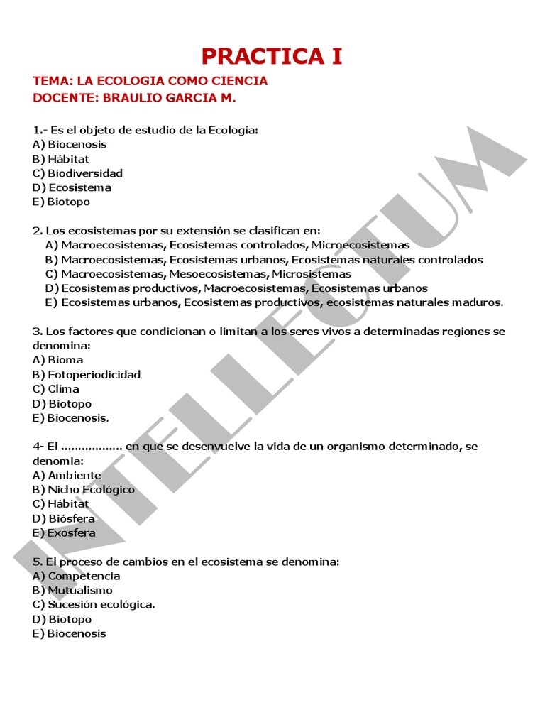Practica 1 Tema Ecologia | PDF | Ecología | Ecosistema