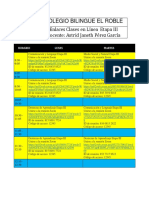 1 Horario Etapa 3 Colegio BIlingüe El Roble Con Links de Zoom