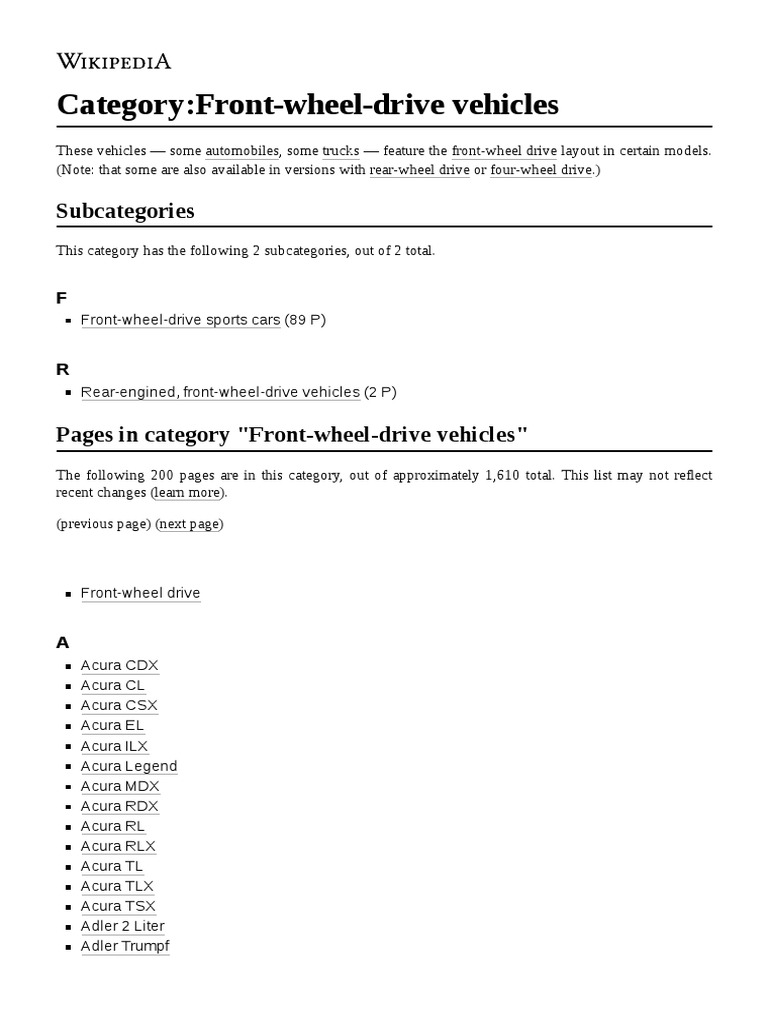 Front-Wheel Drive Vehicle List | PDF | Audi | Buick
