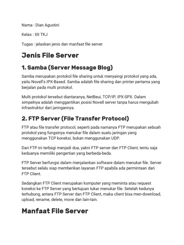 Jenis dan Manfaat File Server | PDF