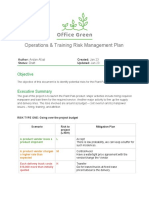 Operations & Training Risk Management Plan: Objective