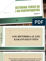 Mga Retorika Tungo Sa Masining Na Pagpapahayag