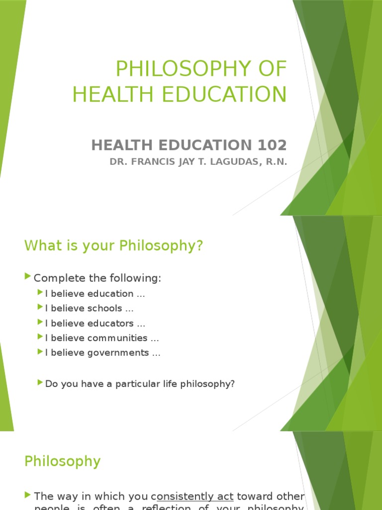 Philosophy of Health Education PDF Health Education Behavior
