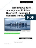 Understanding Culture, Society, and Politics Quarter 2 - Module 4 Nonstate Institutions