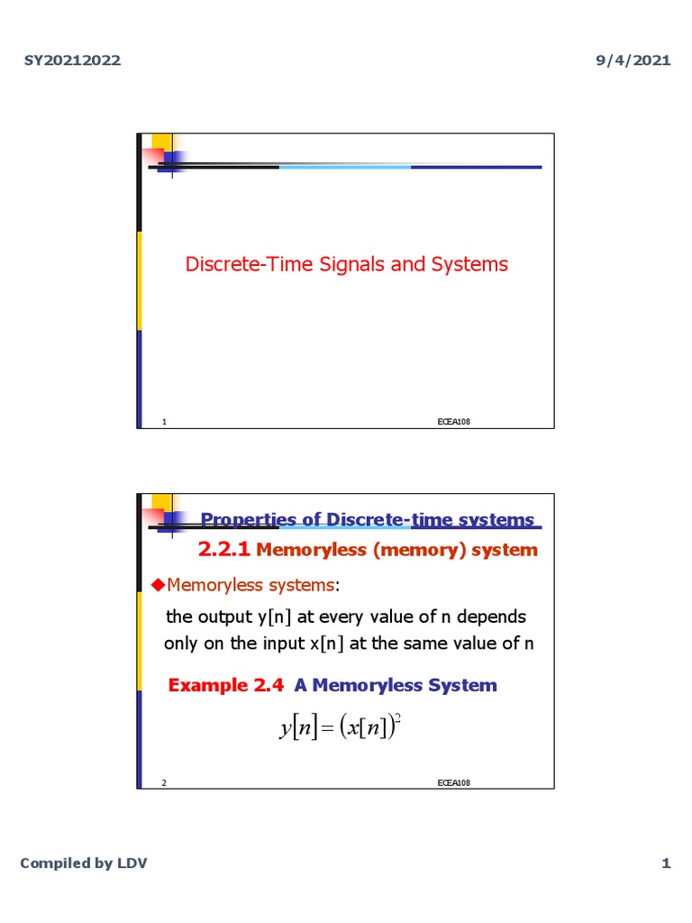 Memoryless Systems in Discrete-Time | PDF | Recurrence Relation ...