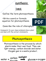 Photosynthesis 6.1 Objectives:: - Write A Word or Formula Equation For Photosynthesis. - Define The Term Photosynthesis
