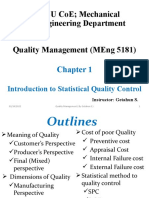 Wsu Coe Mechanical Engineering Department: Introduction To Statistical Quality Control