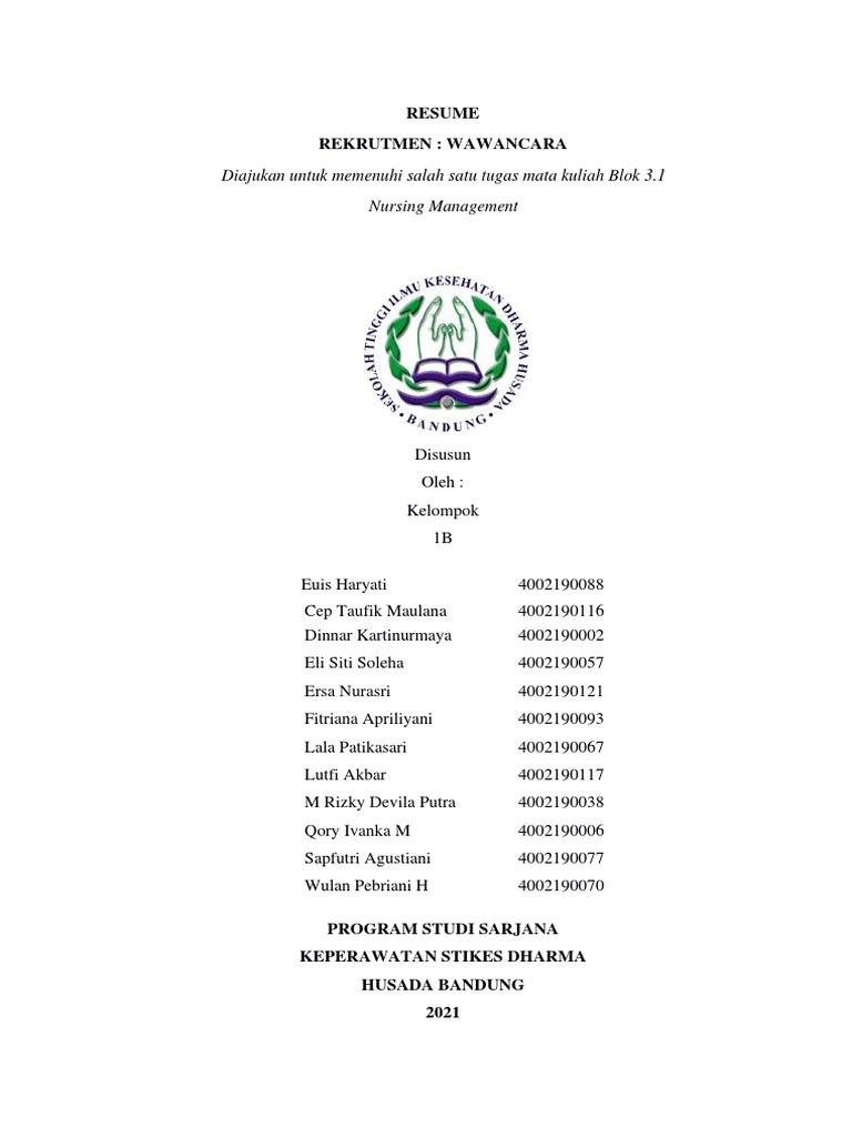 Resume Rekrutmen Wawancara Kel 1B | PDF | Karier & Perkembangan | Komputer