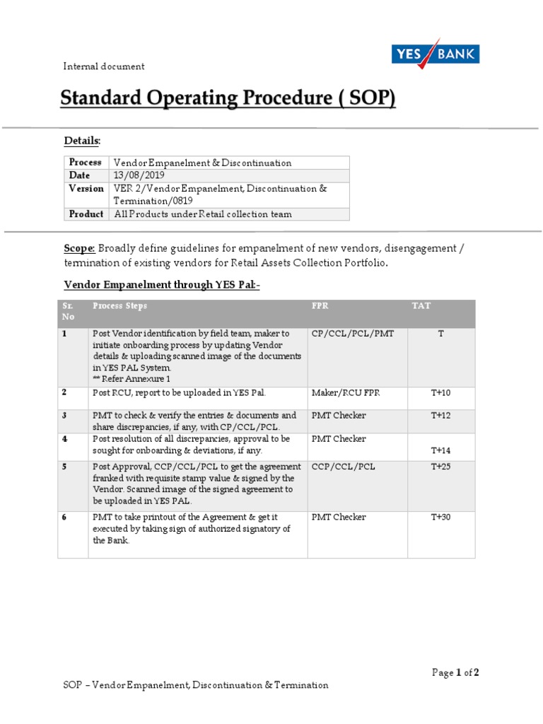 Vendor Empanelment & Termination SOP | PDF | Computing