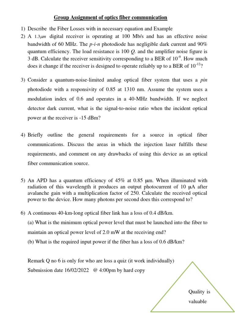 Group Assignment of Optics Fiber Communication | PDF | Computers ...