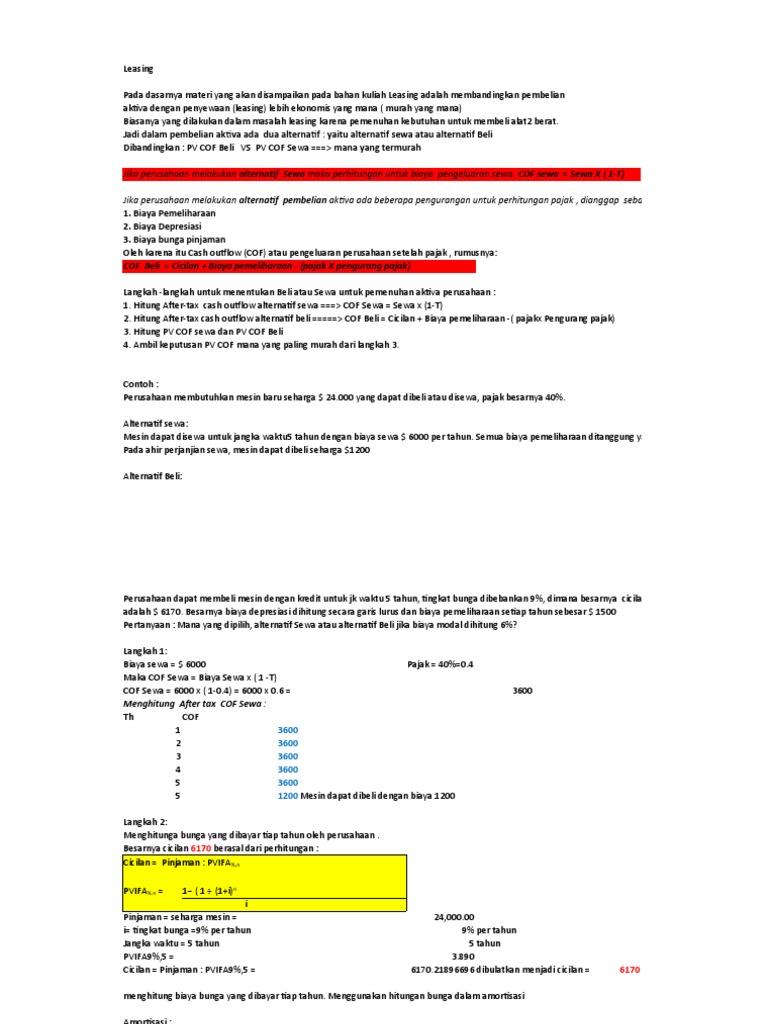 Analisis Ekonomi Leasing vs Pembelian | PDF