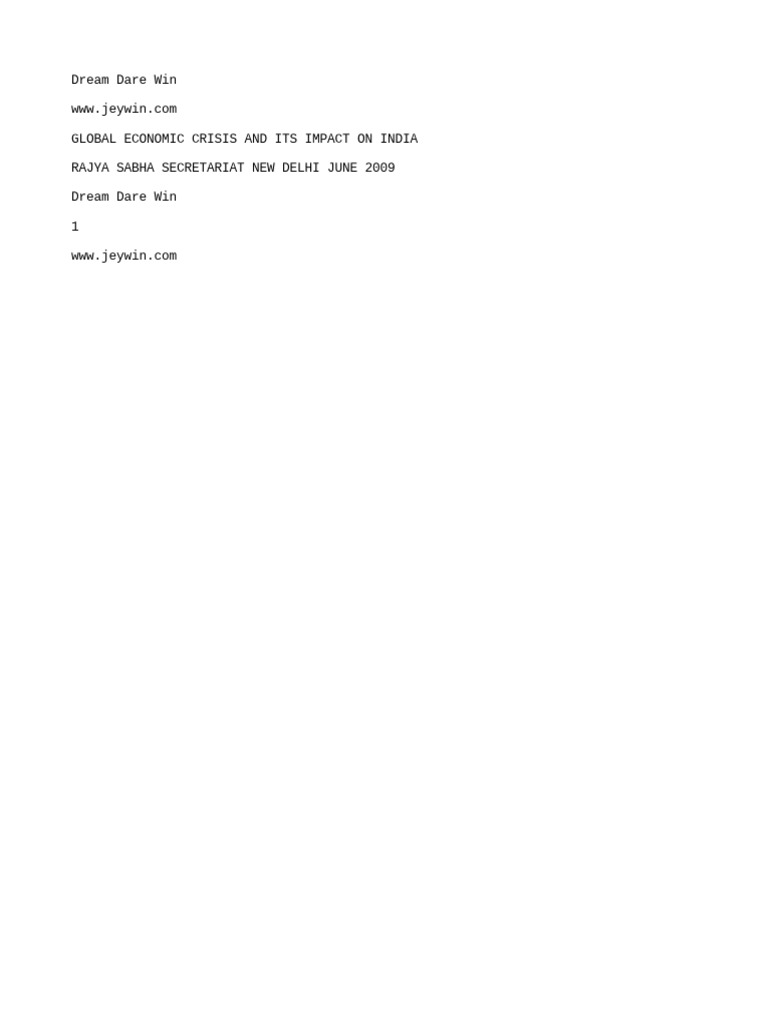 Global Economic Crisis and Its Impact On India | PDF | Collateralized ...