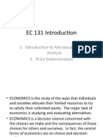 EC 131 Introduction: 1. Introduction To Microeconomic Analysis 2. Price Determination