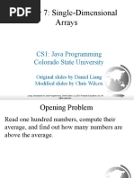 Chapter 7: Single-Dimensional Arrays: CS1: Java Programming Colorado State University