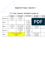 Emploi Du Temps Semestre 2