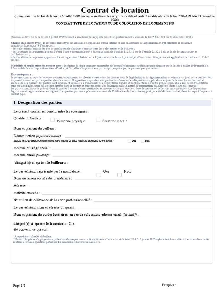 Contrat de Location Non Meuble 2020 Word | PDF | Logement | Location