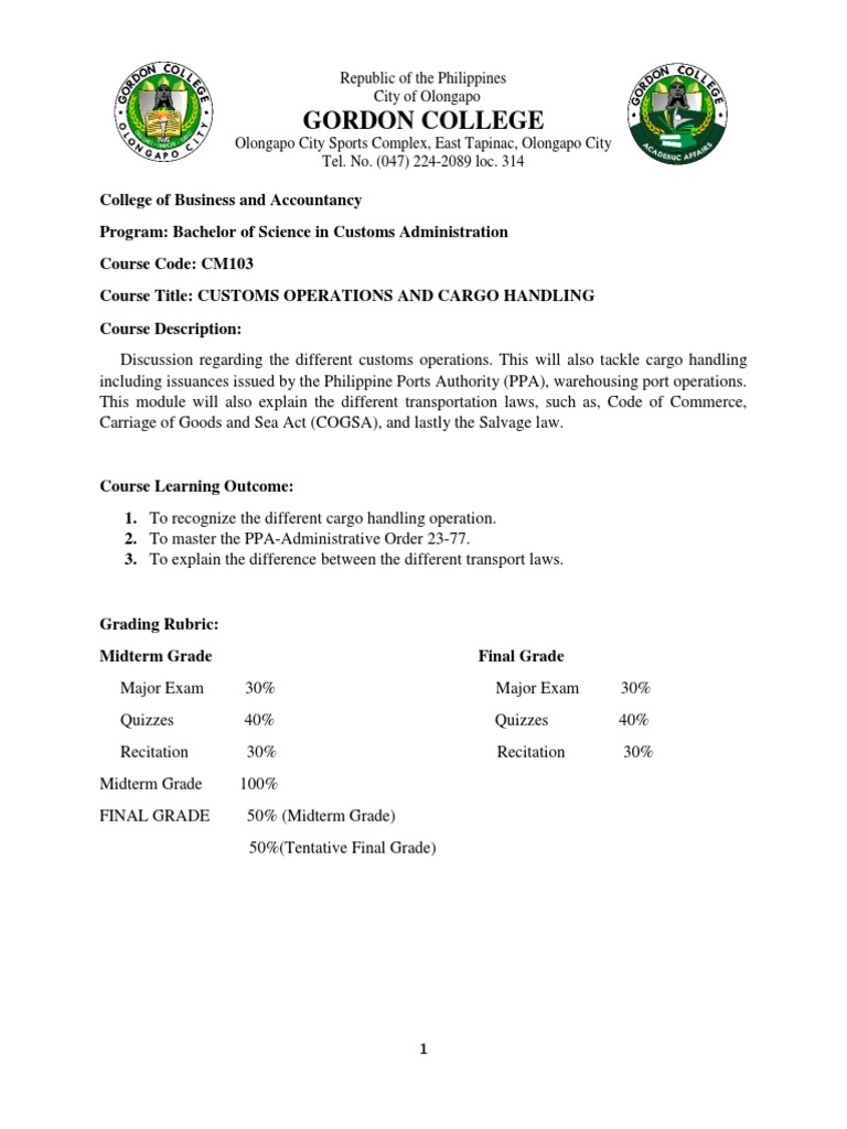 Module Customs Operations and Cargo Handling | PDF | Containerization ...