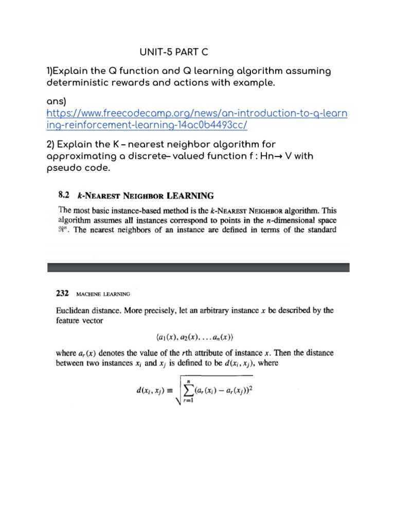 Unit-5 Part C 1) Explain The Q Function and Q Learning Algorithm ...