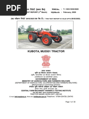 Kubota MU5501 Tractor Test Report | PDF | Diesel Engine | Turbocharger