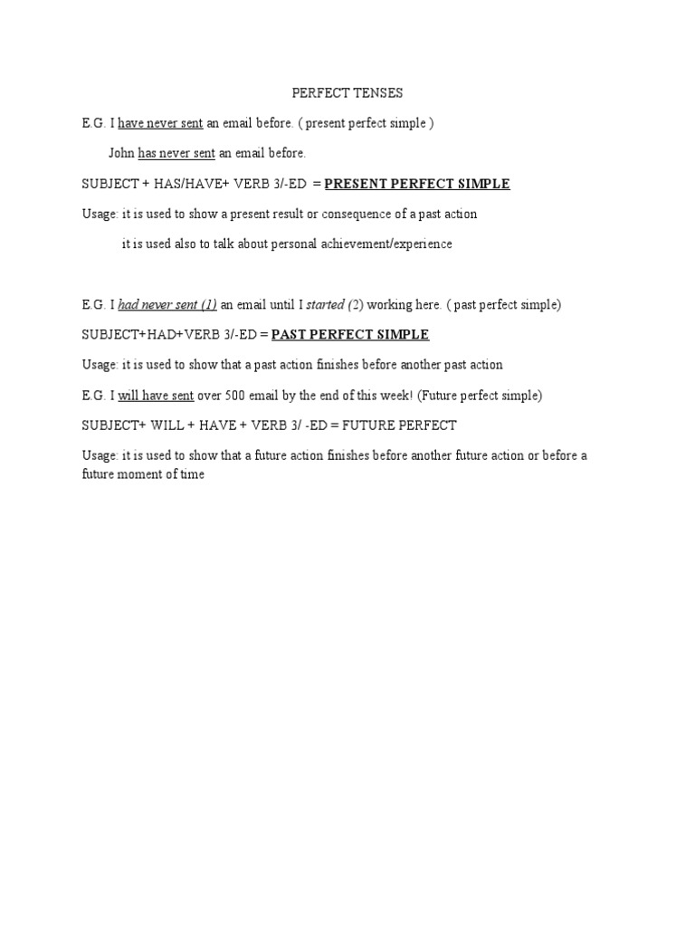 Perfect Tenses | PDF
