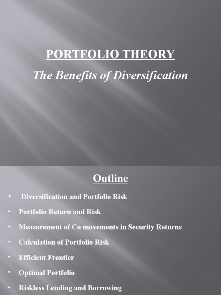 Portfolio Theory PDF Modern Portfolio Theory Financial Economics