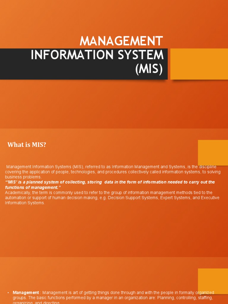 Management Information System (Mis) | PDF | System | Information System