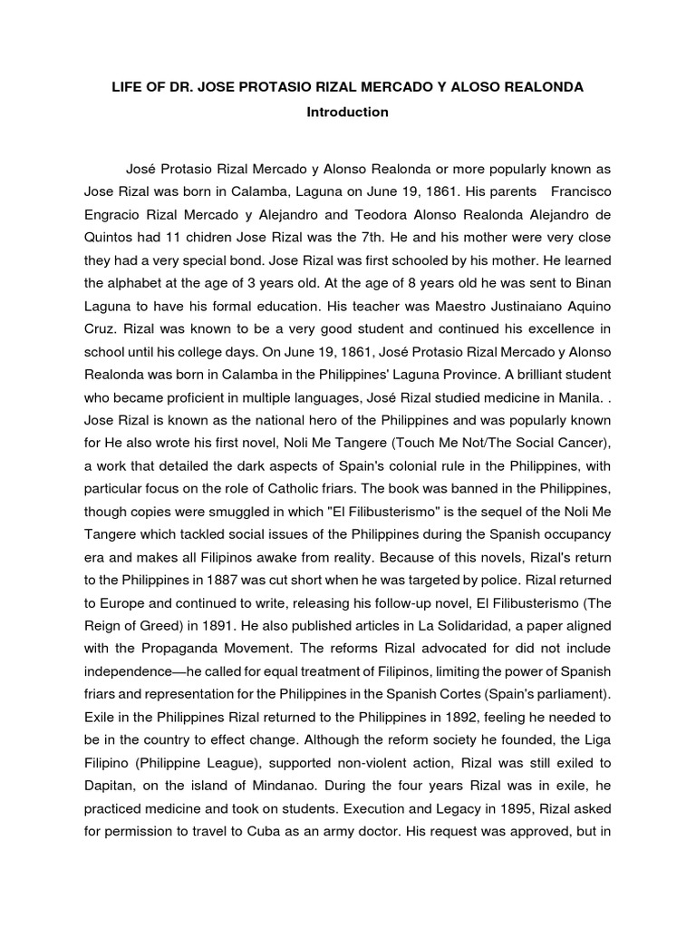 José Rizal: Life and Legacy | PDF | Philippines